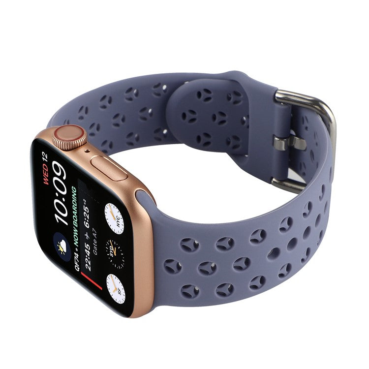 Silicone Watch Band for Apple Watch Series 10 46mm / Ultra 2 Ultra 49mm / Series 9 8 7 45mm / 6 5 4 SE (2023) SE (2022) SE 44mm / 3 2 1 42mm , Hollow Replacement Strap - Purple