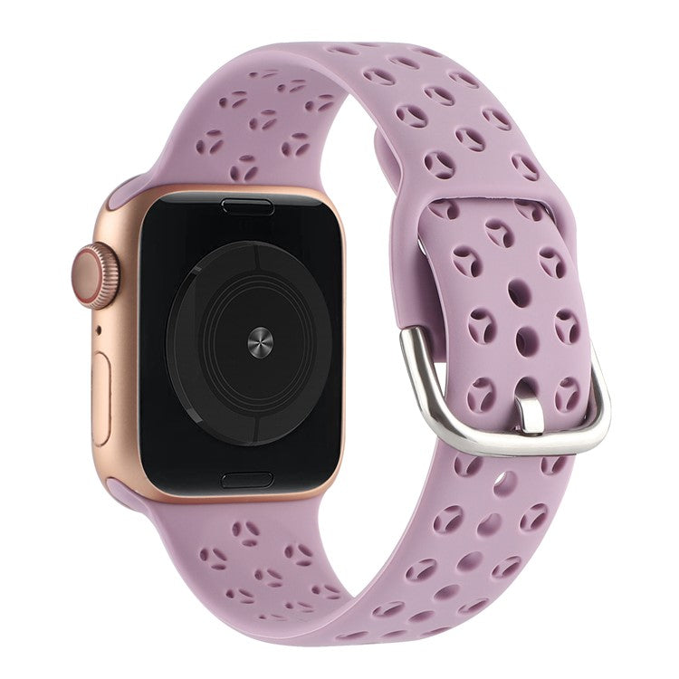 Sport Bands for Apple Watch Series 10 42mm / 9 8 7 41mm / SE (2023) SE (2022) SE 6 5 4 40mm / 3 2 1 38mm Soft Silicone Hollow Waterproof Watch Strap - Light Purple