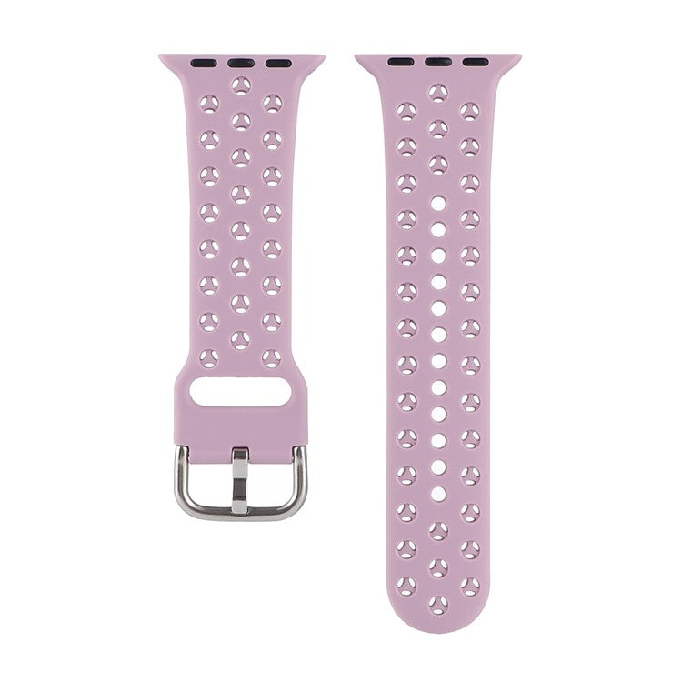 Sport Bands for Apple Watch Series 10 42mm / 9 8 7 41mm / SE (2023) SE (2022) SE 6 5 4 40mm / 3 2 1 38mm Soft Silicone Hollow Waterproof Watch Strap - Light Purple