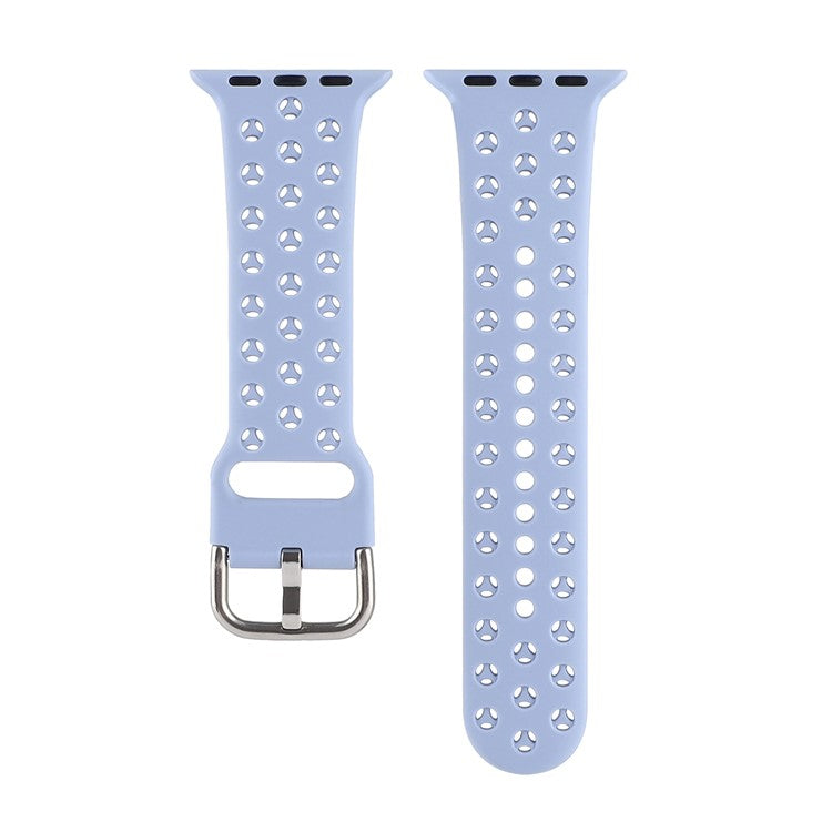 Sport Bands for Apple Watch Series 10 42mm / 9 8 7 41mm / SE (2023) SE (2022) SE 6 5 4 40mm / 3 2 1 38mm Soft Silicone Hollow Waterproof Watch Strap - Baby Blue