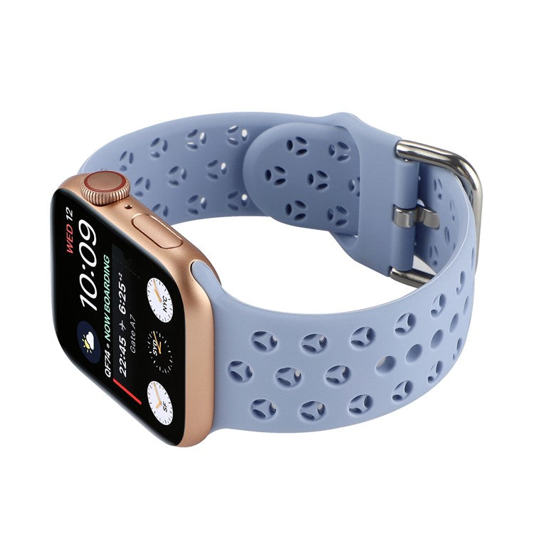 Sport Bands for Apple Watch Series 10 42mm / 9 8 7 41mm / SE (2023) SE (2022) SE 6 5 4 40mm / 3 2 1 38mm Soft Silicone Hollow Waterproof Watch Strap - Baby Blue