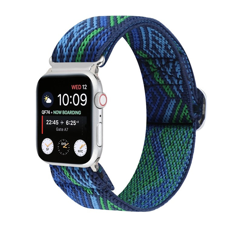 For Apple Watch Series 10 46mm / Ultra 2 Ultra 49mm / Series 9 8 7 45mm / 6 5 4 SE (2023) SE (2022) SE 44mm / 3 2 1 42mm Watch Strap Elastic Nylon Band - Style S