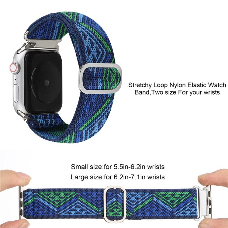 For Apple Watch Series 10 46mm / Ultra 2 Ultra 49mm / Series 9 8 7 45mm / 6 5 4 SE (2023) SE (2022) SE 44mm / 3 2 1 42mm Watch Strap Elastic Nylon Band - Style S