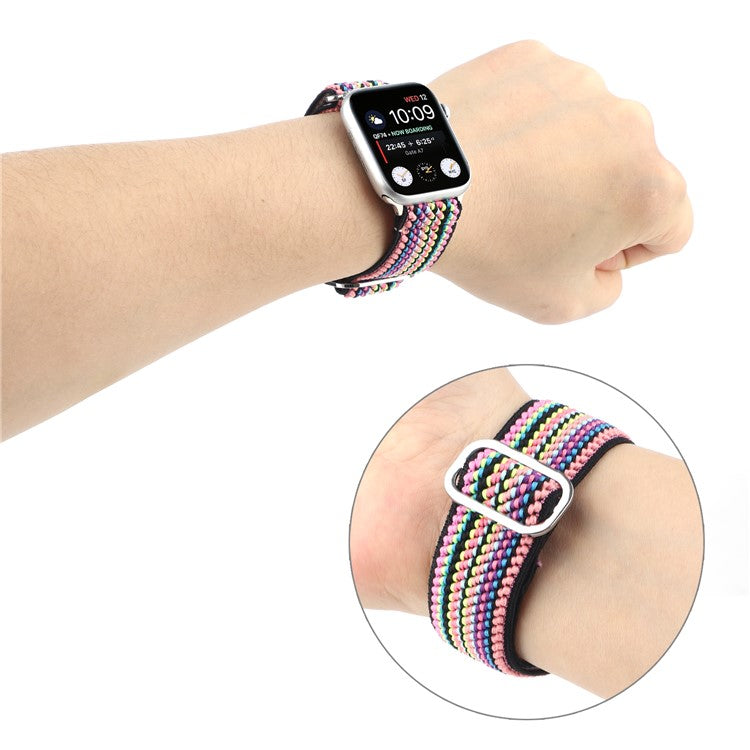 For Apple Watch Series 10 46mm / Ultra 2 Ultra 49mm / Series 9 8 7 45mm / 6 5 4 SE (2023) SE (2022) SE 44mm / 3 2 1 42mm Watch Strap Elastic Nylon Band - Style V