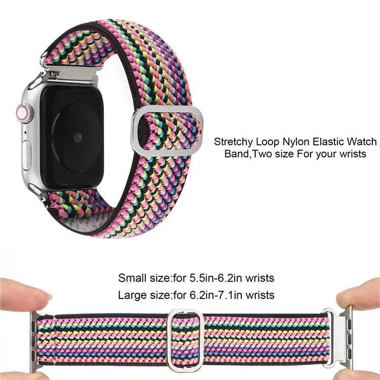 For Apple Watch Series 10 46mm / Ultra 2 Ultra 49mm / Series 9 8 7 45mm / 6 5 4 SE (2023) SE (2022) SE 44mm / 3 2 1 42mm Watch Strap Elastic Nylon Band - Style V
