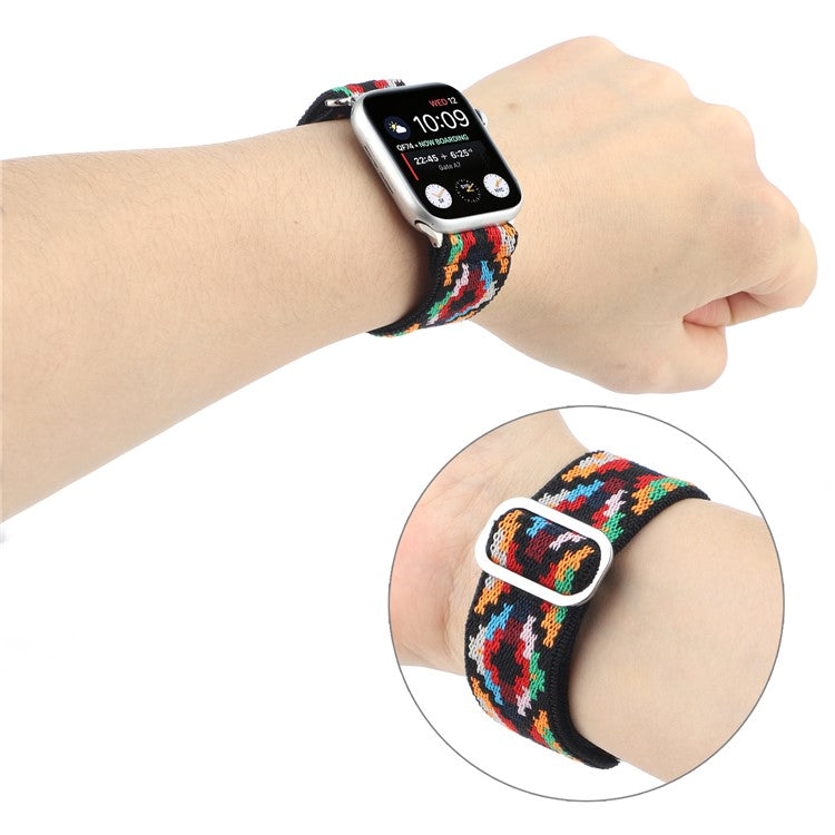 Watch Strap for Apple Watch Series 10 42mm / 9 8 7 41mm / SE (2023) SE (2022) SE 6 5 4 40mm / 3 2 1 38mm Elastic Nylon Braided Watch Band - Style E