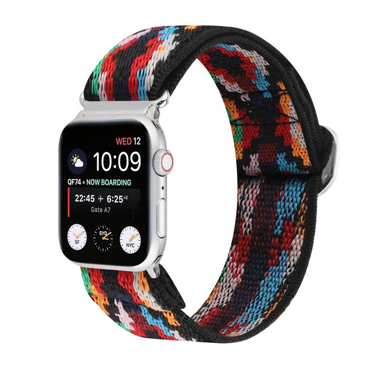 Watch Strap for Apple Watch Series 10 42mm / 9 8 7 41mm / SE (2023) SE (2022) SE 6 5 4 40mm / 3 2 1 38mm Elastic Nylon Braided Watch Band - Style E