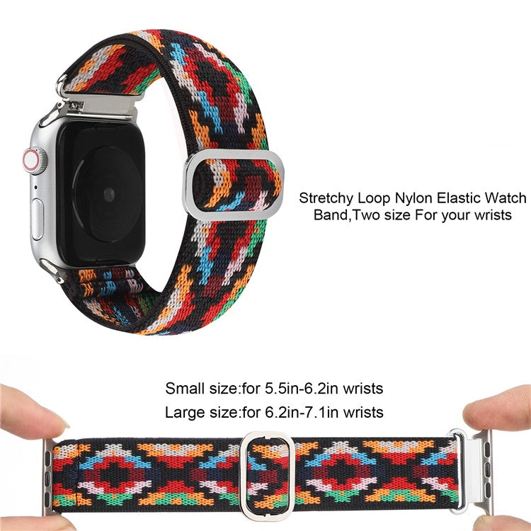 Watch Strap for Apple Watch Series 10 42mm / 9 8 7 41mm / SE (2023) SE (2022) SE 6 5 4 40mm / 3 2 1 38mm Elastic Nylon Braided Watch Band - Style E