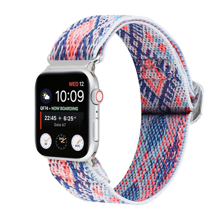 Watch Strap for Apple Watch Series 10 42mm / 9 8 7 41mm / SE (2023) SE (2022) SE 6 5 4 40mm / 3 2 1 38mm Elastic Nylon Braided Watch Band - Style G