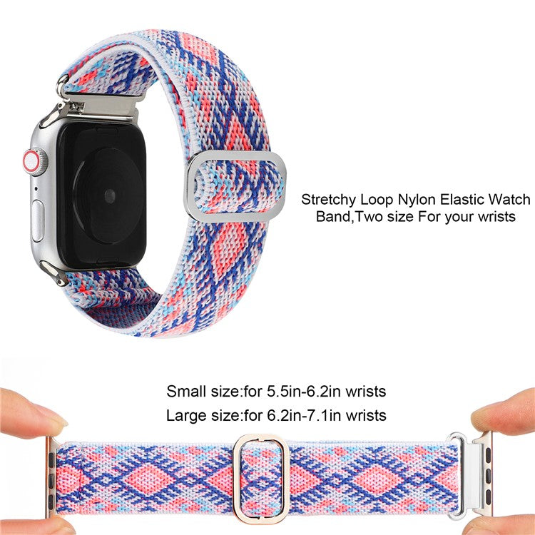 Watch Strap for Apple Watch Series 10 42mm / 9 8 7 41mm / SE (2023) SE (2022) SE 6 5 4 40mm / 3 2 1 38mm Elastic Nylon Braided Watch Band - Style G