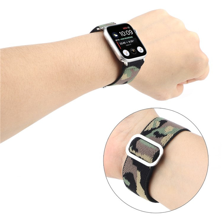 Watch Strap for Apple Watch Series 10 42mm / 9 8 7 41mm / SE (2023) SE (2022) SE 6 5 4 40mm / 3 2 1 38mm Elastic Nylon Braided Watch Band - Style I