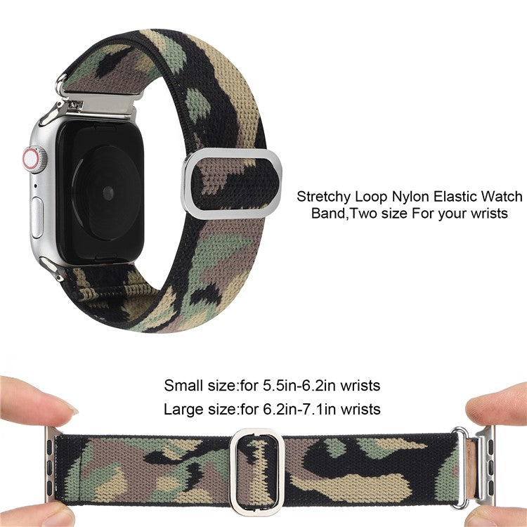 Watch Strap for Apple Watch Series 10 42mm / 9 8 7 41mm / SE (2023) SE (2022) SE 6 5 4 40mm / 3 2 1 38mm Elastic Nylon Braided Watch Band - Style I