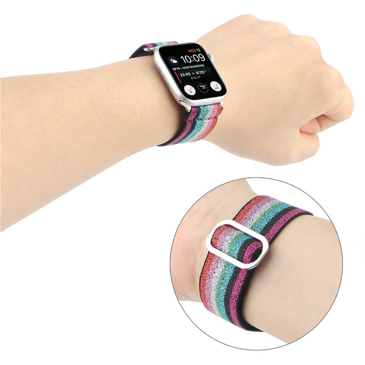 Watch Strap for Apple Watch Series 10 42mm / 9 8 7 41mm / SE (2023) SE (2022) SE 6 5 4 40mm / 3 2 1 38mm Elastic Nylon Braided Watch Band - Style L