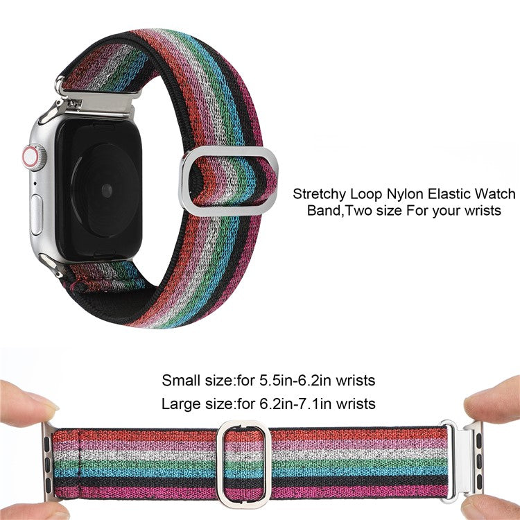 Watch Strap for Apple Watch Series 10 42mm / 9 8 7 41mm / SE (2023) SE (2022) SE 6 5 4 40mm / 3 2 1 38mm Elastic Nylon Braided Watch Band - Style L