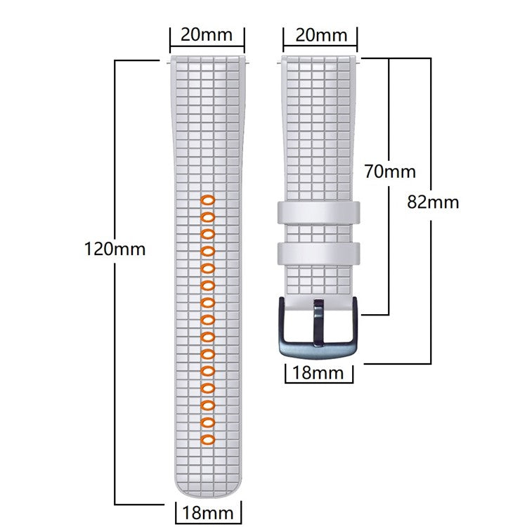 For Huami Amazfit GTS4 Mini / GTS3 / GTS2 2E Watch Strap 20mm Grids Texture Silicone Watch Band - Orange / Black