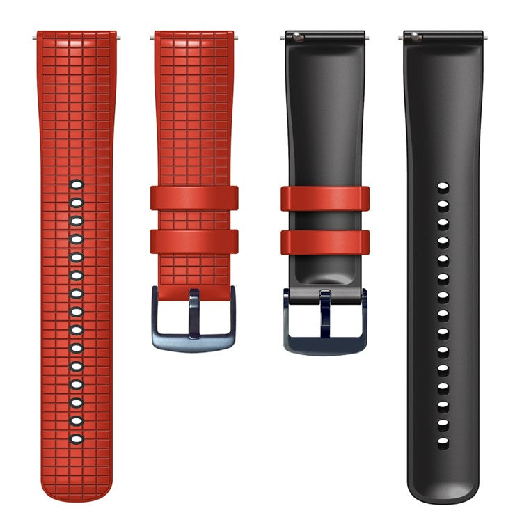 For Huami Amazfit GTS4 Mini / GTS3 / GTS2 2E Watch Strap 20mm Grids Texture Silicone Watch Band - Red / Black