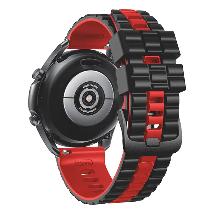 For Huawei Watch Buds / GT 3 SE / GT 3 Pro 46mm Dual Color Watch Band 22mm Wave Grain Silicone Wrist Strap - Black / Red