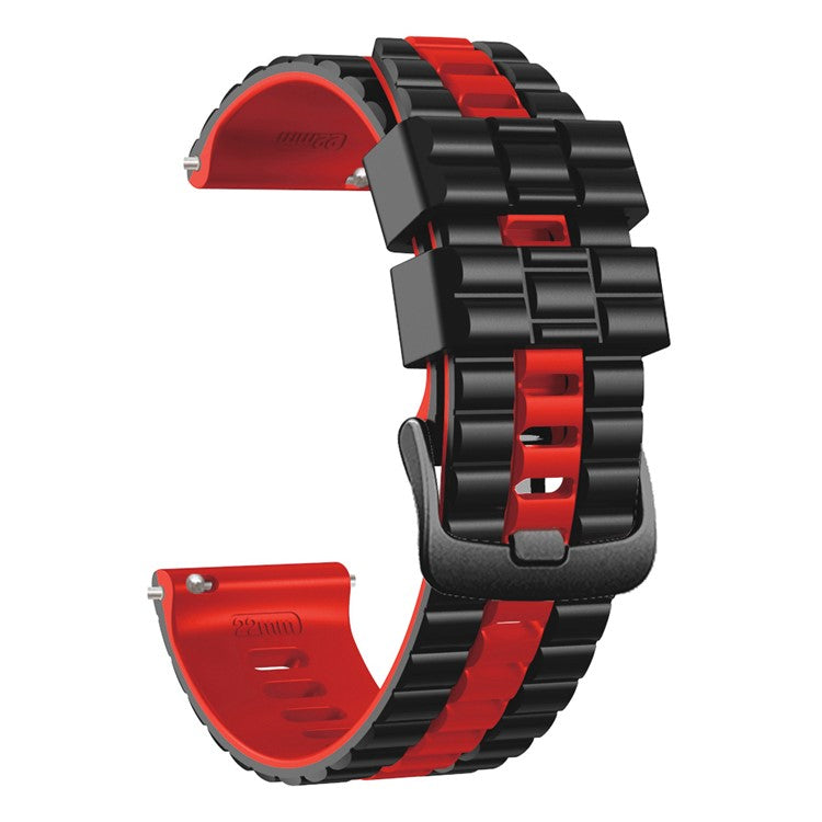For Huawei Watch Buds / GT 3 SE / GT 3 Pro 46mm Dual Color Watch Band 22mm Wave Grain Silicone Wrist Strap - Black / Red