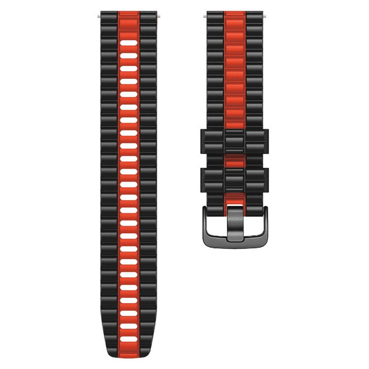 For Huawei Watch Buds / GT 3 SE / GT 3 Pro 46mm Dual Color Watch Band 22mm Wave Grain Silicone Wrist Strap - Black / Red