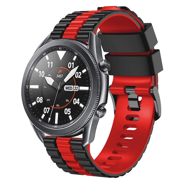 For Huawei Watch Buds / GT 3 SE / GT 3 Pro 46mm Dual Color Watch Band 22mm Wave Grain Silicone Wrist Strap - Black / Red