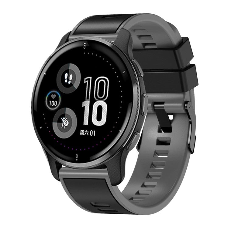 For Huawei Watch Buds / GT 3 SE / GT 3 Pro 46mm Silicone Watchband 22mm Dual Color Watch Strap - Black / Grey