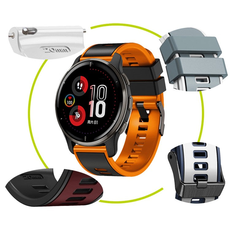 For Huawei Watch Buds / GT 3 SE / GT 3 Pro 46mm Silicone Watchband 22mm Dual Color Watch Strap - Black / Grey