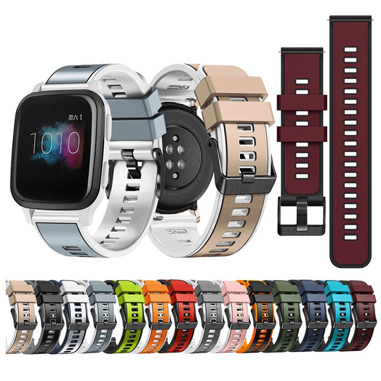 For Huawei Watch Buds / GT 3 SE / GT 3 Pro 46mm Silicone Watchband 22mm Dual Color Watch Strap - Black / Grey