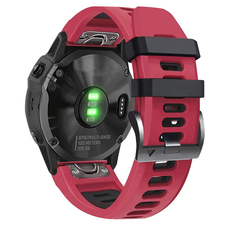 For Garmin Tactix Delta / Enduro / Fenix 7X Silicone Watch Strap Dual Color Quick Release Watchband - Red / Black