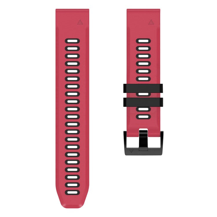 For Garmin Tactix Delta / Enduro / Fenix 7X Silicone Watch Strap Dual Color Quick Release Watchband - Red / Black