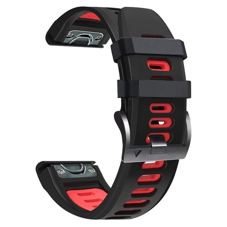 For Huami Amazfit Falcon / Coros Vertix Silicone Watchband Quick Release Watch Strap - Black / Red