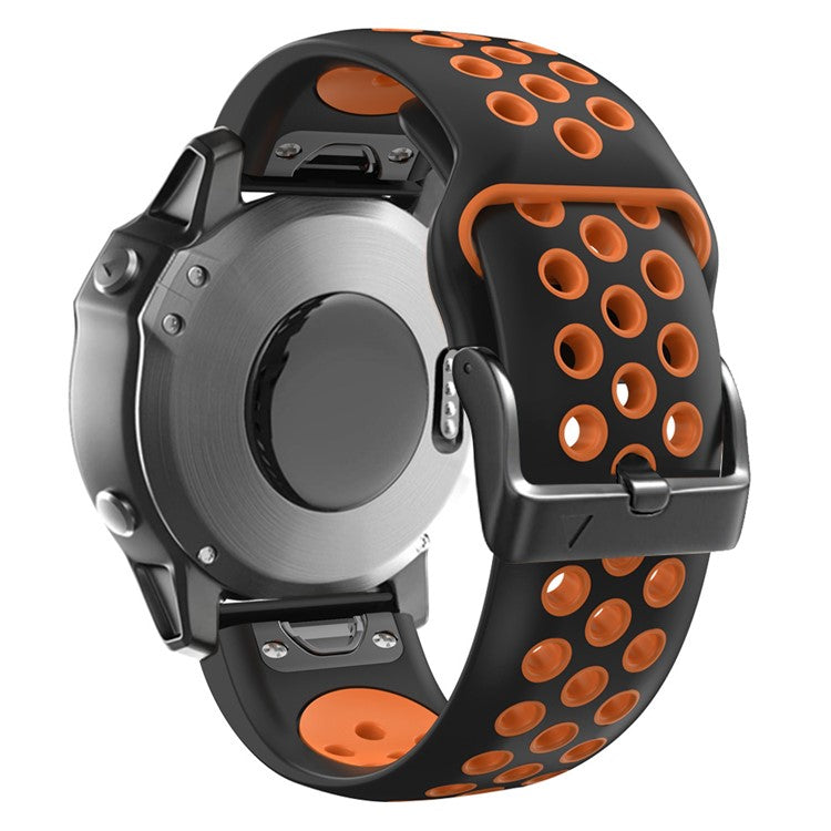 For-Garmin-Tactix-Delta-/-Enduro-/-Fenix-7X-Silicone-Watch-Band-Dual-Color-Quick-Release-Wrist-Strap-Black-/-Orange