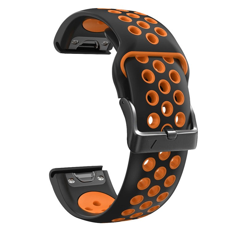 For Garmin Tactix Delta / Enduro / Fenix 7X Silicone Watch Band Dual Color Quick Release Wrist Strap - Black / Orange