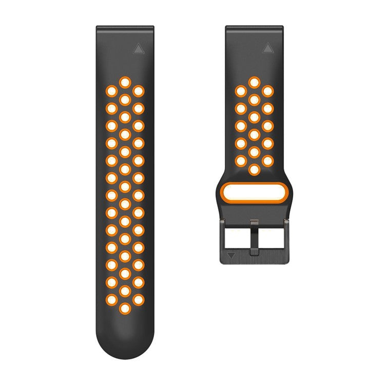 For Garmin Tactix Delta / Enduro / Fenix 7X Silicone Watch Band Dual Color Quick Release Wrist Strap - Black / Orange