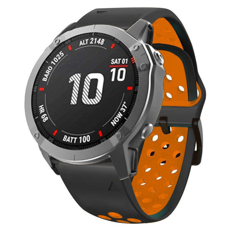 For Garmin Tactix Delta / Enduro / Fenix 7X Silicone Watch Band Dual Color Quick Release Wrist Strap - Black / Orange