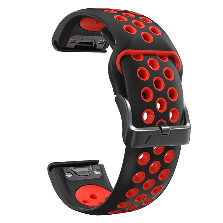 For Garmin Tactix Delta / Enduro / Fenix 7X Silicone Watch Band Dual Color Quick Release Wrist Strap - Black / Red