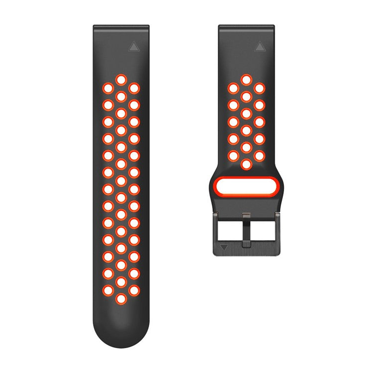 For Garmin Tactix Delta / Enduro / Fenix 7X Silicone Watch Band Dual Color Quick Release Wrist Strap - Black / Red