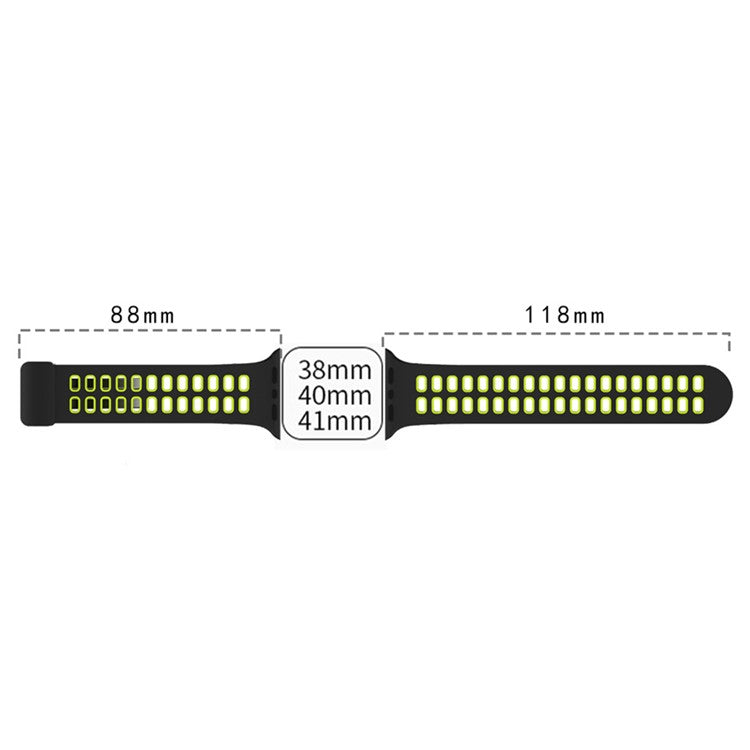 For Apple Watch Series 9 / 8 / 7 41mm / 6 / 5 / 4 / SE (2023) / SE (2022) / SE 40mm / 3 / 2 / 1 38mm Magnetic Band Dual Color Silicone Watch Strap - Black / Grey