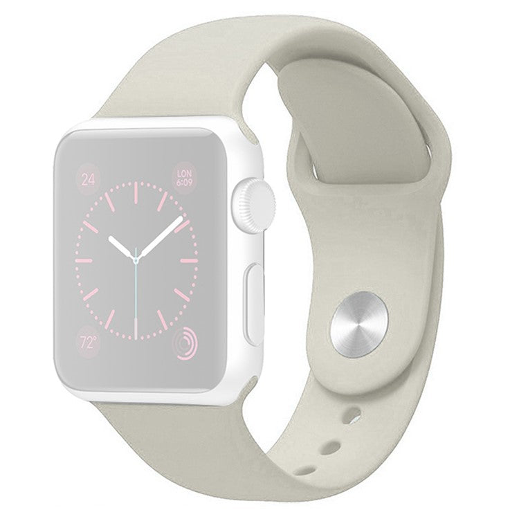 For Apple Watch Series 10 46mm / Ultra 2 Ultra 49mm / Series 9 8 7 45mm / 6 5 4 SE (2023) SE (2022) SE 44mm / 3 2 1 42mm Silicone Wrist Band Replacement Watch Strap (Standard Size) - Beige