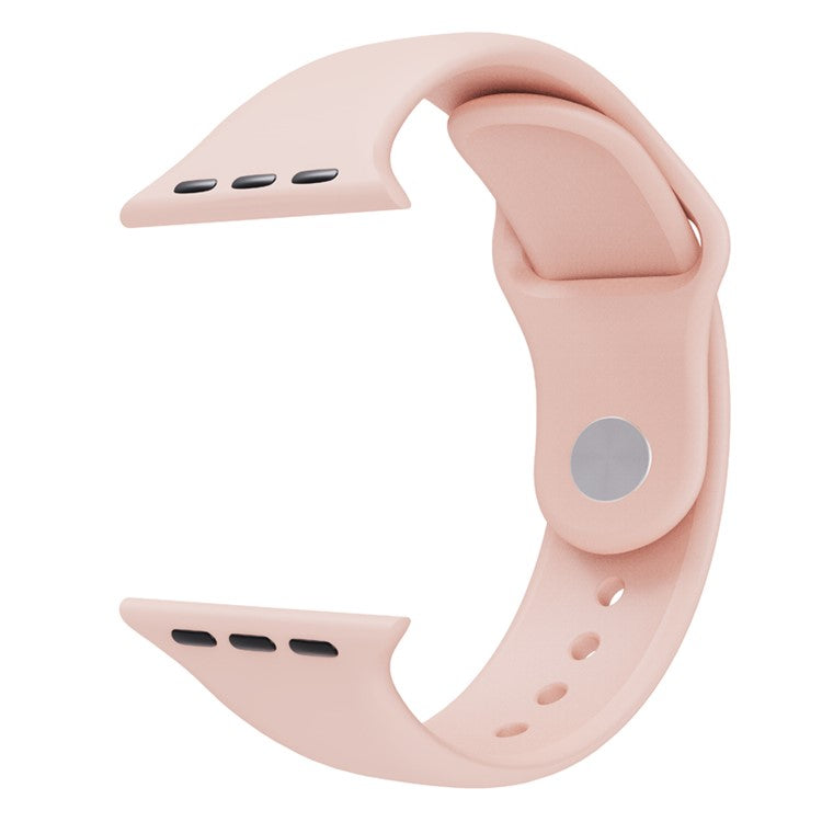 For Apple Watch Series 10 46mm / Ultra 2 Ultra 49mm / Series 9 8 7 45mm / 6 5 4 SE (2023) SE (2022) SE 44mm / 3 2 1 42mm Silicone Wrist Band Replacement Watch Strap (Standard Size) - Pink