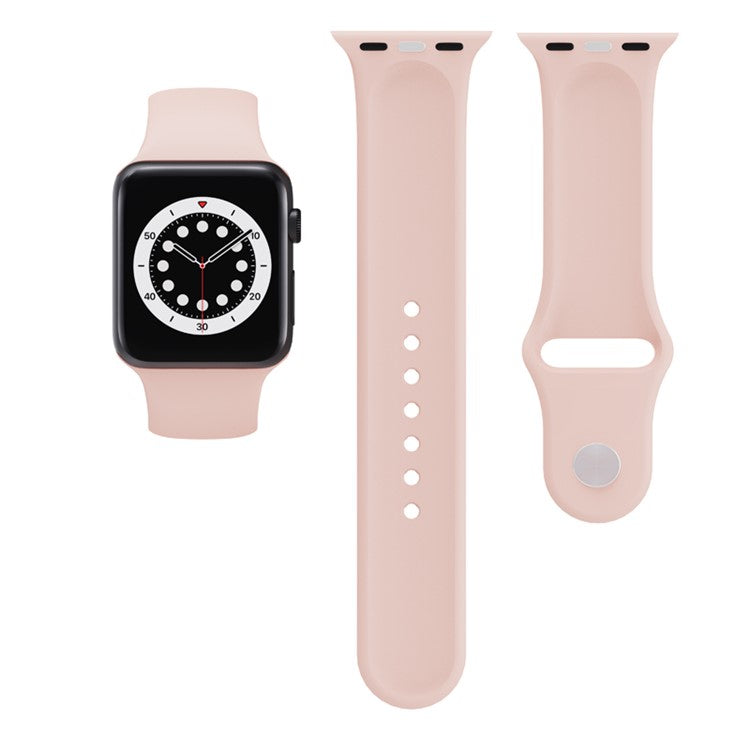 For Apple Watch Series 10 46mm / Ultra 2 Ultra 49mm / Series 9 8 7 45mm / 6 5 4 SE (2023) SE (2022) SE 44mm / 3 2 1 42mm Silicone Wrist Band Replacement Watch Strap (Standard Size) - Pink