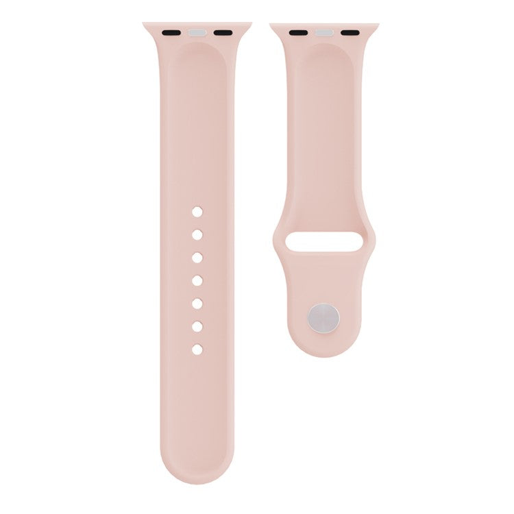 For Apple Watch Series 10 46mm / Ultra 2 Ultra 49mm / Series 9 8 7 45mm / 6 5 4 SE (2023) SE (2022) SE 44mm / 3 2 1 42mm Silicone Wrist Band Replacement Watch Strap (Standard Size) - Pink