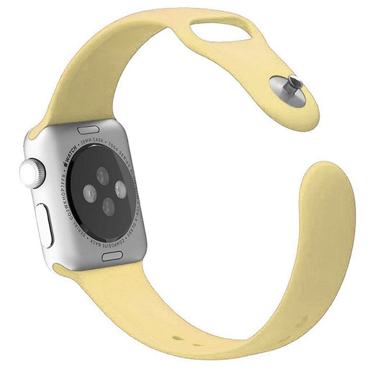 Sport Bands for Apple Watch Series 10 42mm / 9 8 7 41mm / SE (2023) SE (2022) SE 6 5 4 40mm / 3 2 1 38mm Soft Silicone Watch Strap (Standard Size: S / M) - Creamy Yellow
