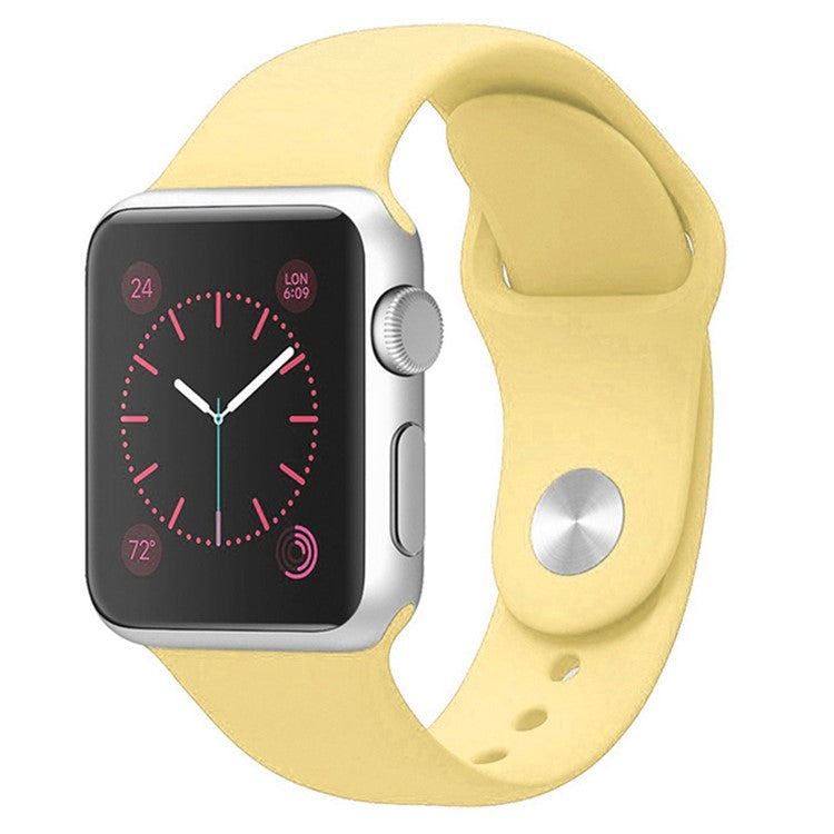 Sport Bands for Apple Watch Series 10 42mm / 9 8 7 41mm / SE (2023) SE (2022) SE 6 5 4 40mm / 3 2 1 38mm Soft Silicone Watch Strap (Standard Size: S / M) - Creamy Yellow