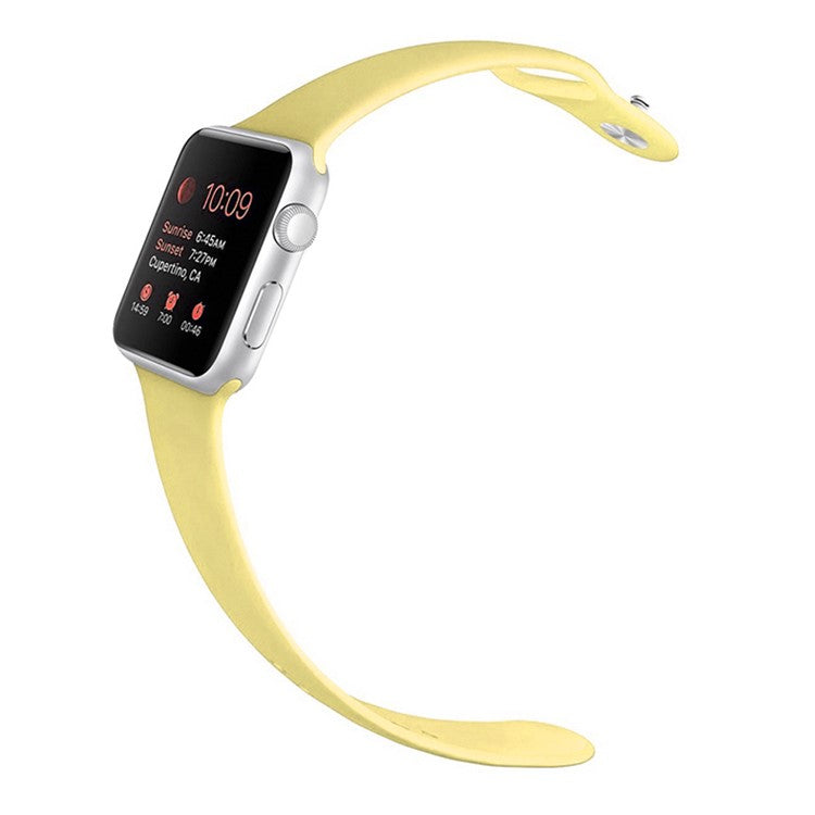 Sport Bands for Apple Watch Series 10 42mm / 9 8 7 41mm / SE (2023) SE (2022) SE 6 5 4 40mm / 3 2 1 38mm Soft Silicone Watch Strap (Standard Size: S / M) - Creamy Yellow