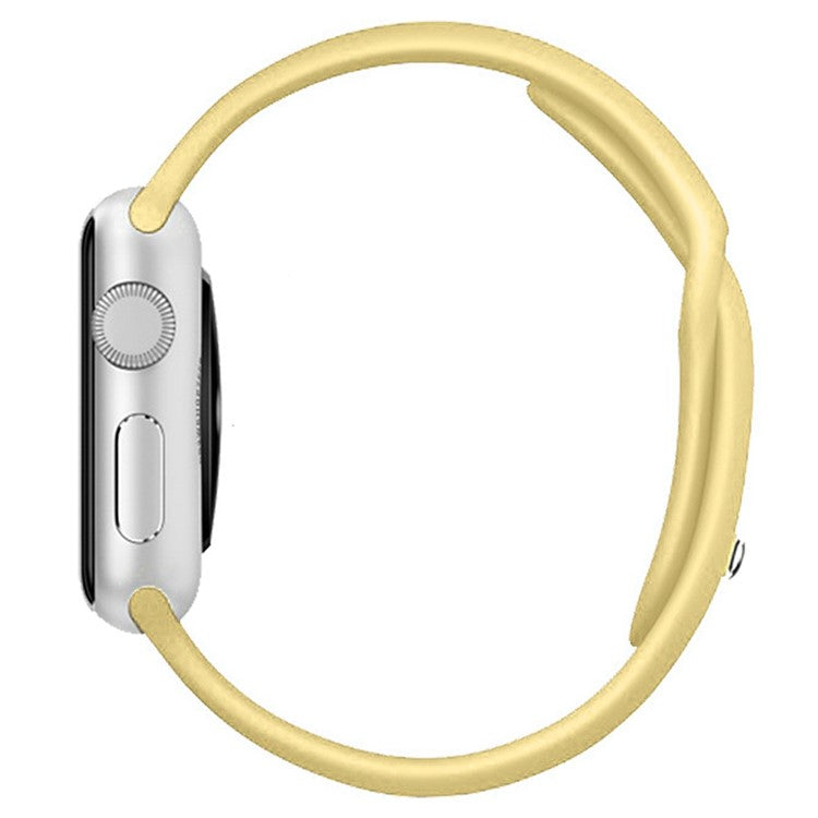 Sport Bands for Apple Watch Series 10 42mm / 9 8 7 41mm / SE (2023) SE (2022) SE 6 5 4 40mm / 3 2 1 38mm Soft Silicone Watch Strap (Standard Size: S / M) - Creamy Yellow
