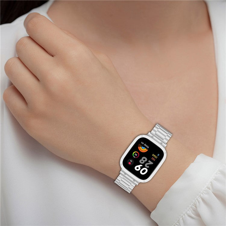 For Xiaomi Redmi Watch 3 / Mi Watch Lite 3 Watch Strap Stainless Steel 20mm Watch Band with Watch Case - Silver
