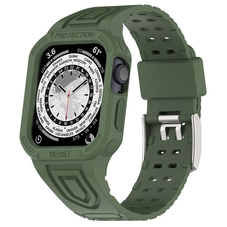 TPE Watch Strap for Apple Watch Ultra 49mm Integral Watch Band with Case - Midnight Green