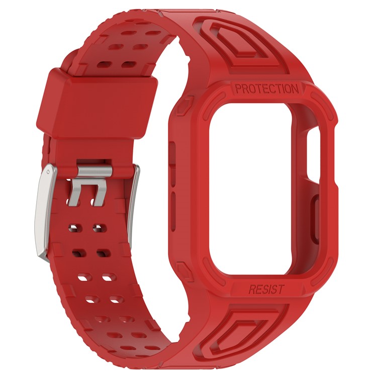 TPE Watch Strap for Apple Watch Ultra 49mm Integral Watch Band with Case - Red