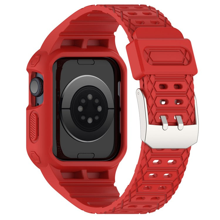 TPE Watch Strap for Apple Watch Ultra 49mm Integral Watch Band with Case - Red