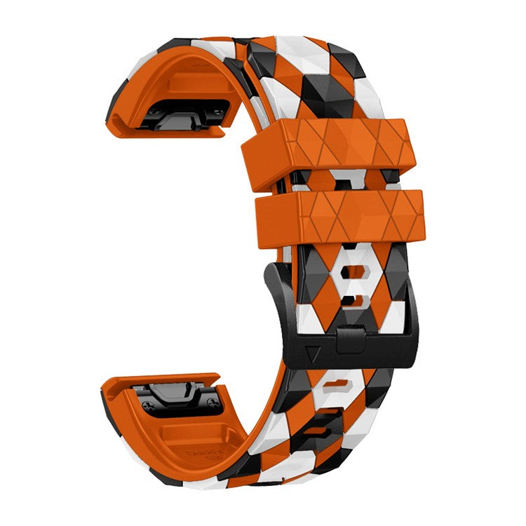For Garmin Fenix 7 / Descent G1 / Epix Gen2 Silicone Watch Band Football Pattern 22mm Watch Strap - Orange